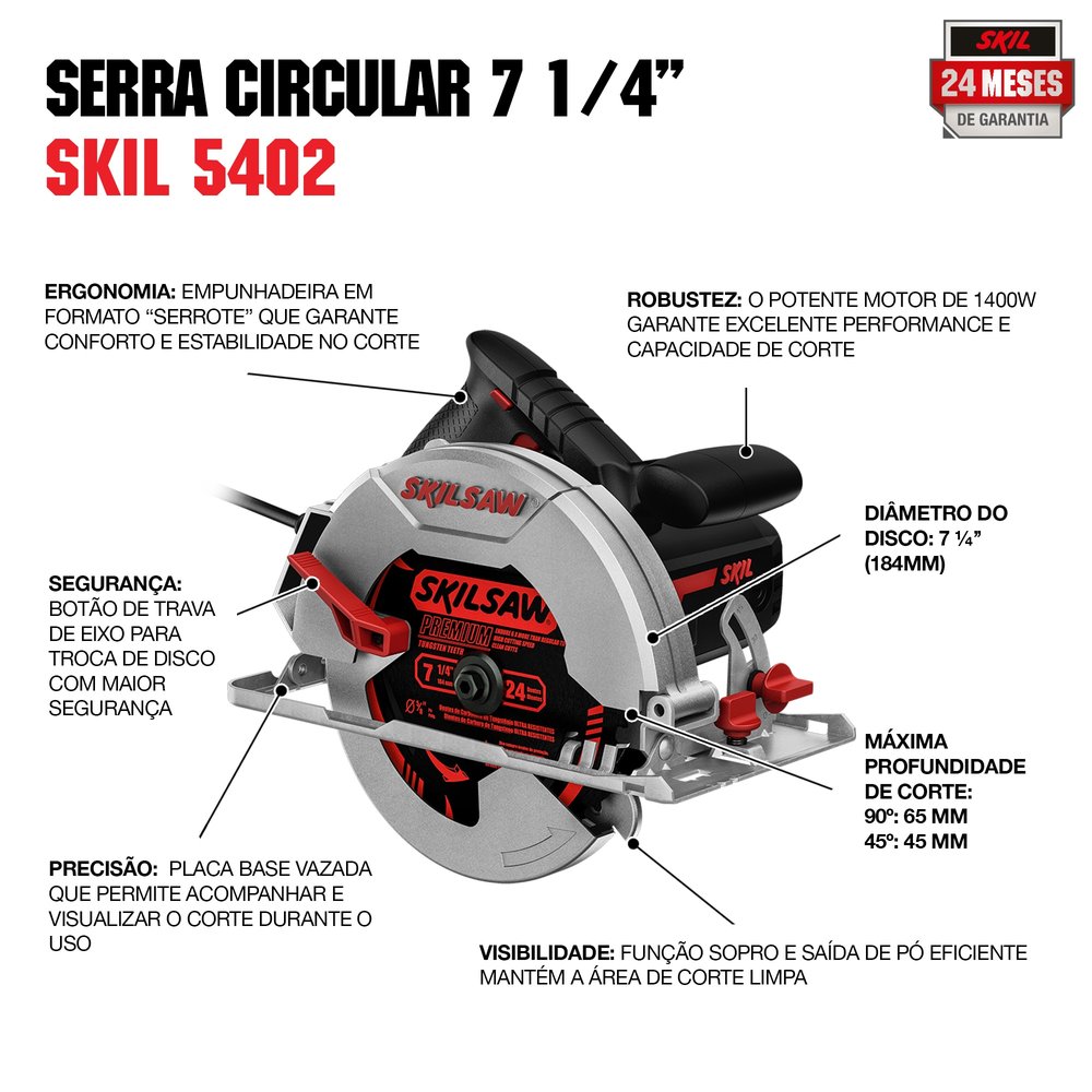 SERRA CIRCULA 7.1/4" SKIL 5402 1400W 127V 1DISCO