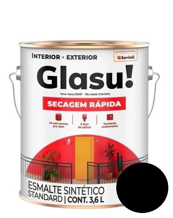 TINTA GLASU ESM PRETO BRILH 3,6L SEC. RAPIDA