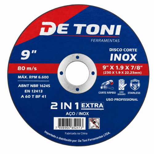 DISCO CORTE INOX 9" X 1.9 X 7/8" DETONI