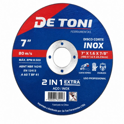 DISCO CORTE INOX 7" X 1.6 X 7/8" DETONI