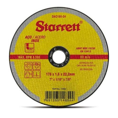 DISCO CORTE INOX 7" X 1,6 X 7/8" STARRET
