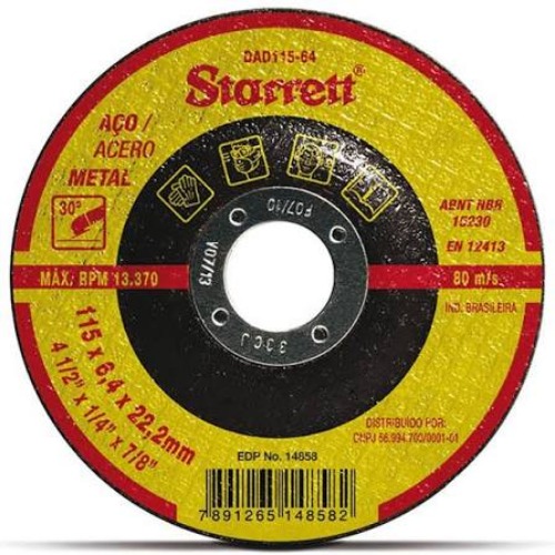 DISCO DESBASTE 4.1/2" X 7/8" STARRET