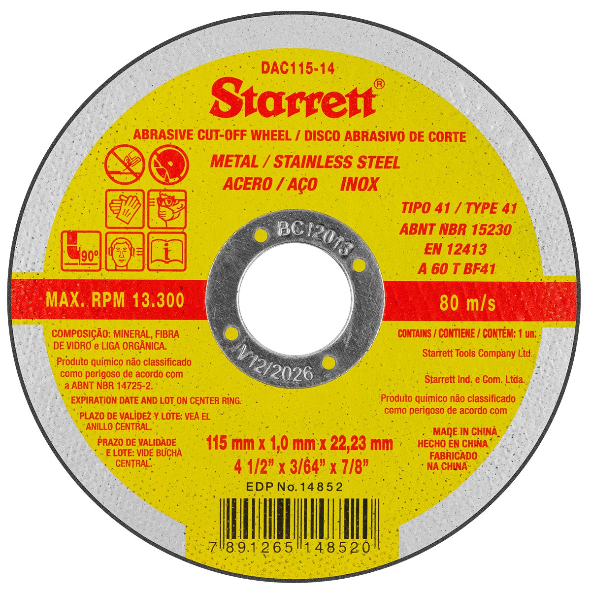 DISCO CORTE 12" X 3.2 X 1" STARRETT