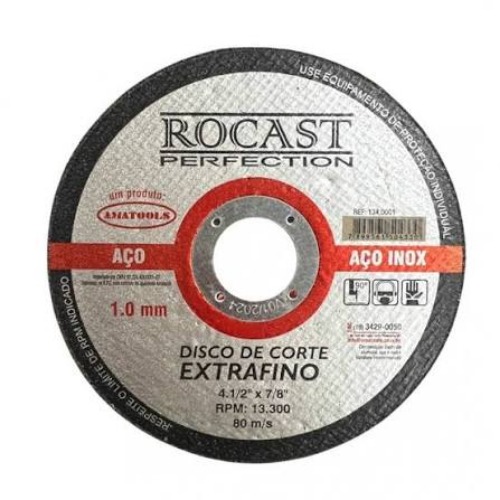 DISCO CORTE INOX 4.1/2" X 1,0 X 7/8" ROCAST