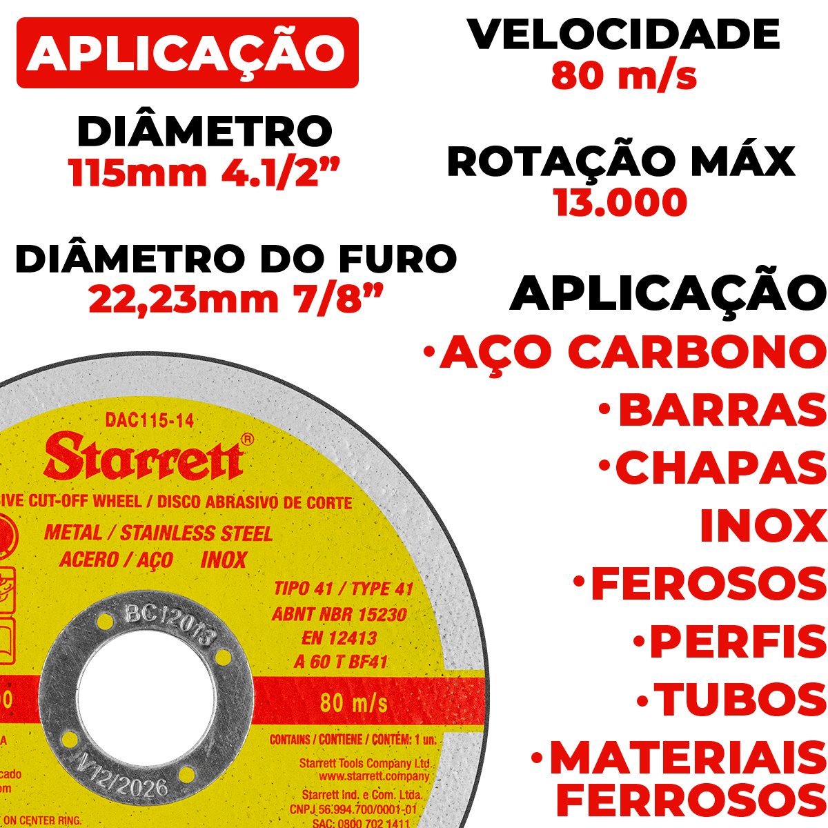 DISCO CORTE 14" X 3.0 X 1" STARRETT