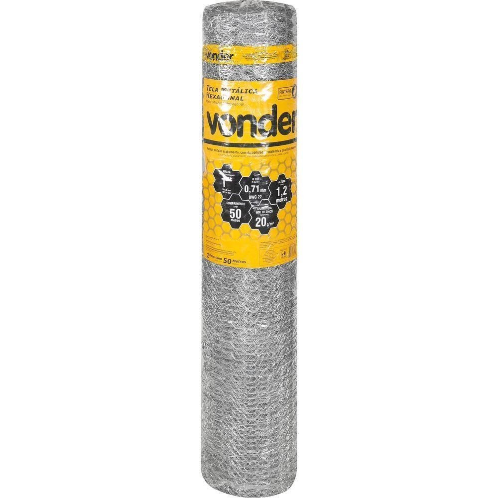 TELA HEX PINTEIRO 1" BWG 22 X 1,5M X 50M VONDER
