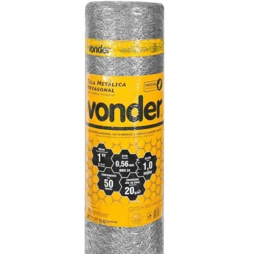 TELA HEX VIVEIRO 1/2" BWG 24 X 1,00 X 50M VONDER