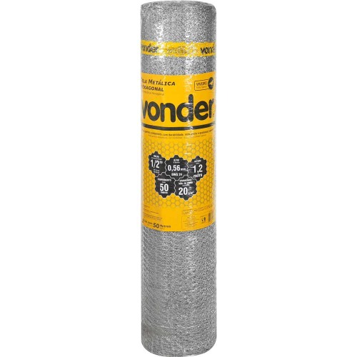 TELA HEX VIVEIRO 1/2" BWG 24 X 1,20 X 50M VONDER