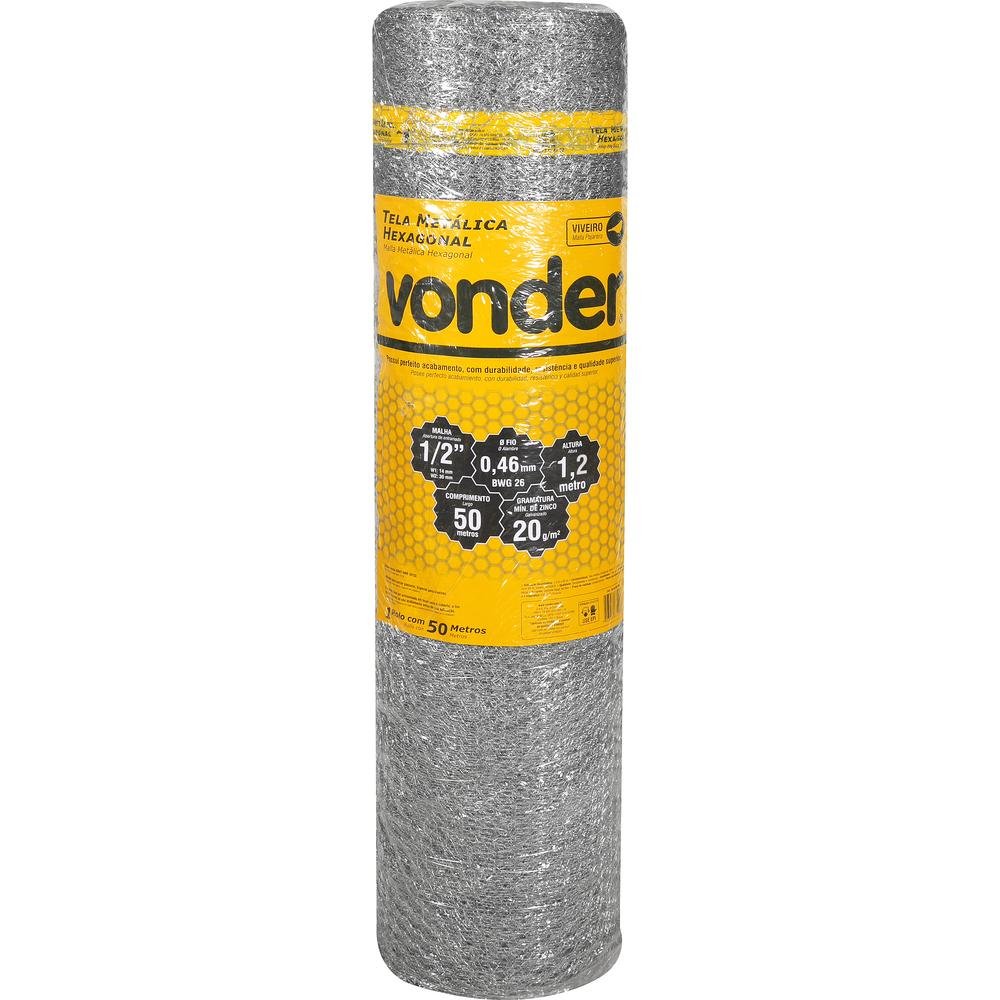 TELA HEX VIVEIRO 1/2" BWG 26 X 1,20 X 50M VONDER