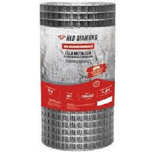 TELA REBOCO ZINC 1,24MM 25X25 0,50M X 25M RED