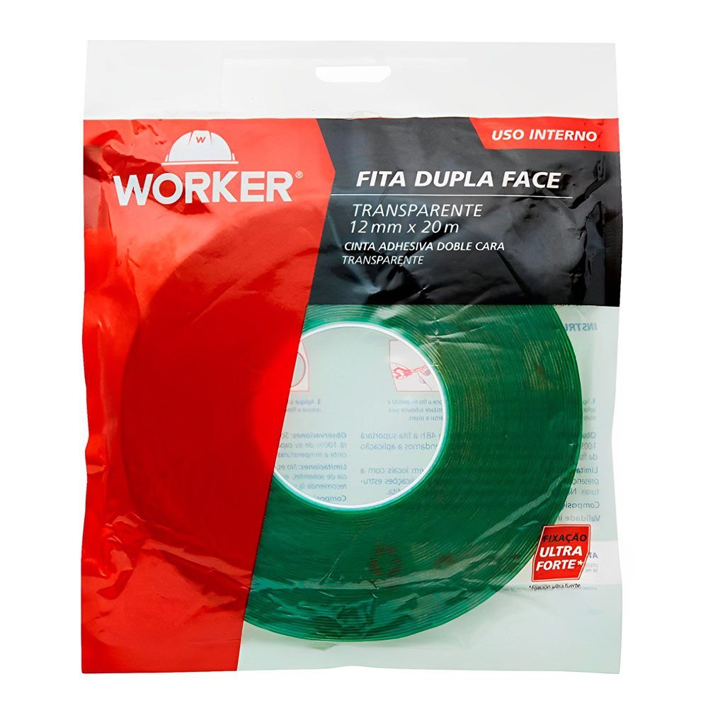 FITA DUPLA FACE 19MMX2M TRANSP WORKER