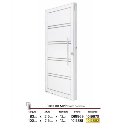 PORTA ALMOF C/FRIZO INOX 1.00L X 2.15A - ESQ