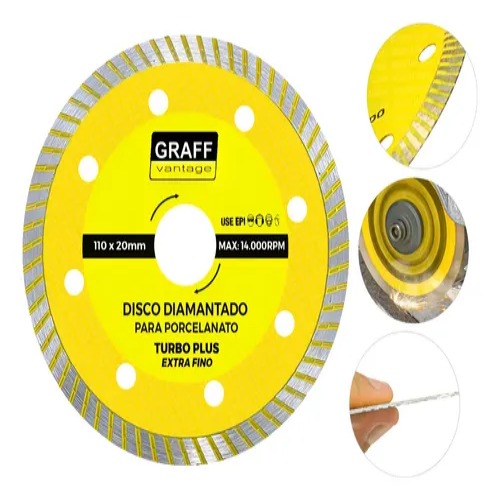 DISCO DIAM. KIT 3 TURBO/LISO/SEGM.110MM