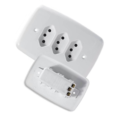 TOMADAS TRIPLA 2P+T 10A FACIL C/PLACA IDEALE