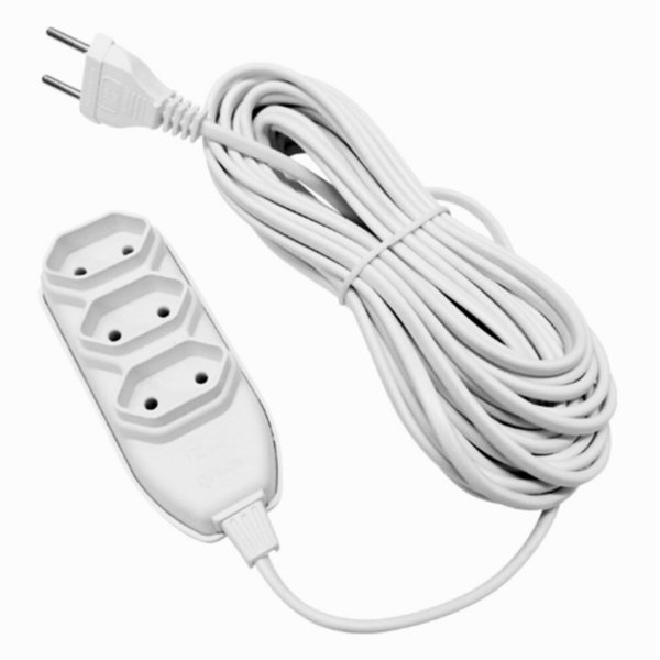 EXTENSAO 3 VIAS 5 METROS 2P CABO PP PRET