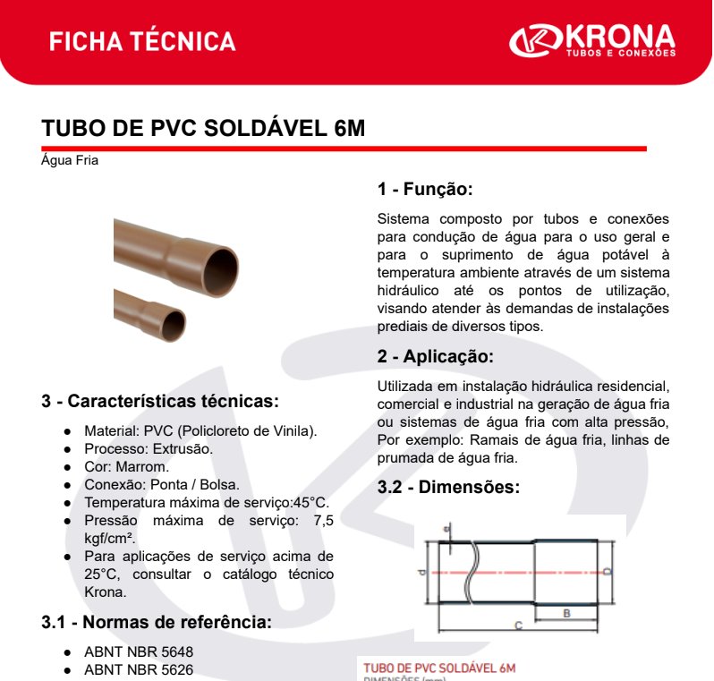 TUBO PVC SOLDAVEL - 6M - 40MM