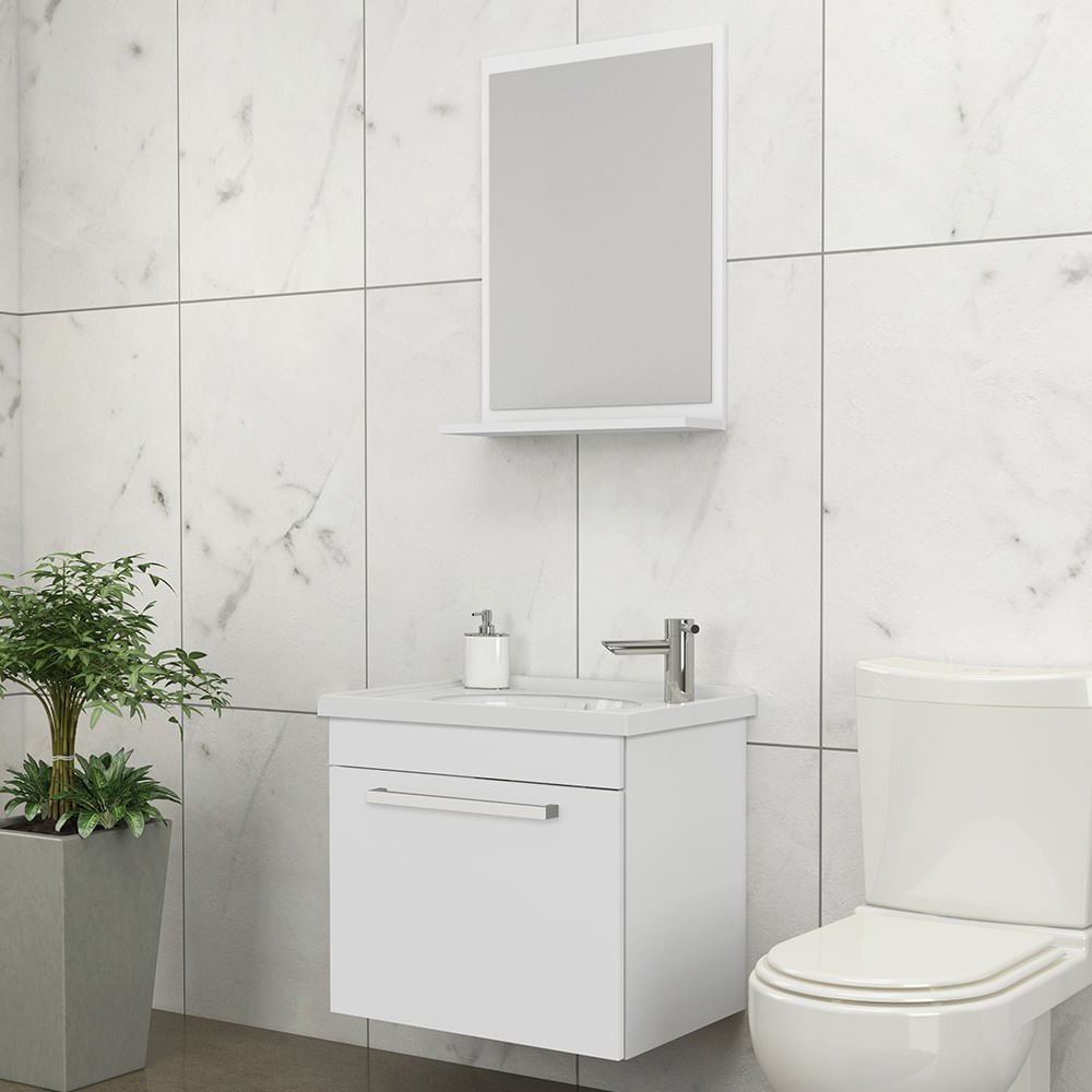 KIT TOUCADOR + ESPELHEIRA AGATA 45 TAMARINO E BRANCO