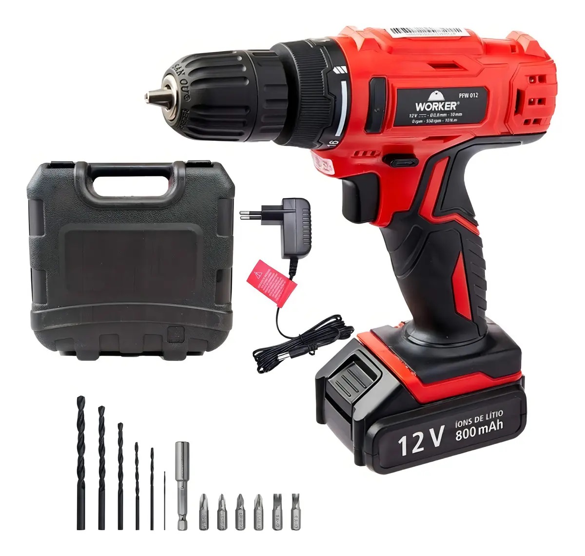 PARAFUSADEIRA 12V BATERIA BIV KIT13PCS - WORKER