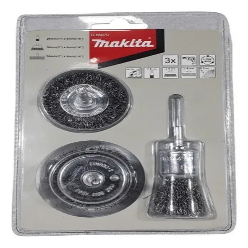 CONJUNTO DE ESCOVAS DE ACO P/ FURADEIRA 3 PCS