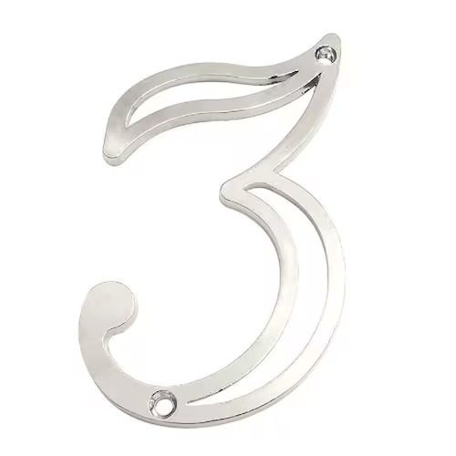 NUMERO EM ZAMAK NIQUELADO ( NO 3 ) - CART