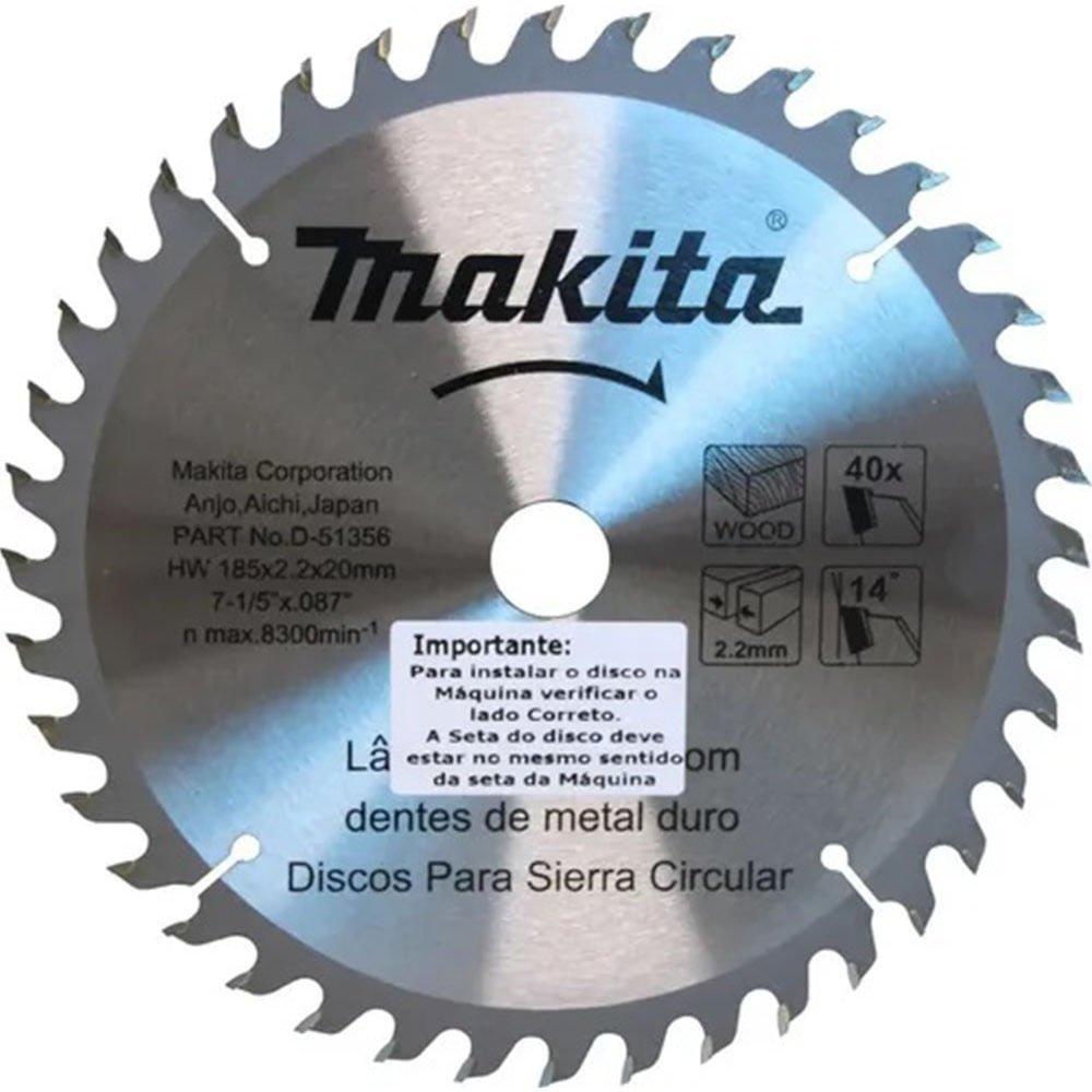 DISCO SERRA CIRCULAR 185MM X 20MM X 40D MADEIRA