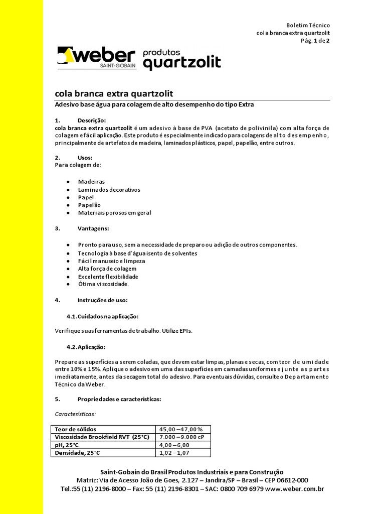 COLA BRANCA EXTRA FR 1 KG - QUARTZOLIT