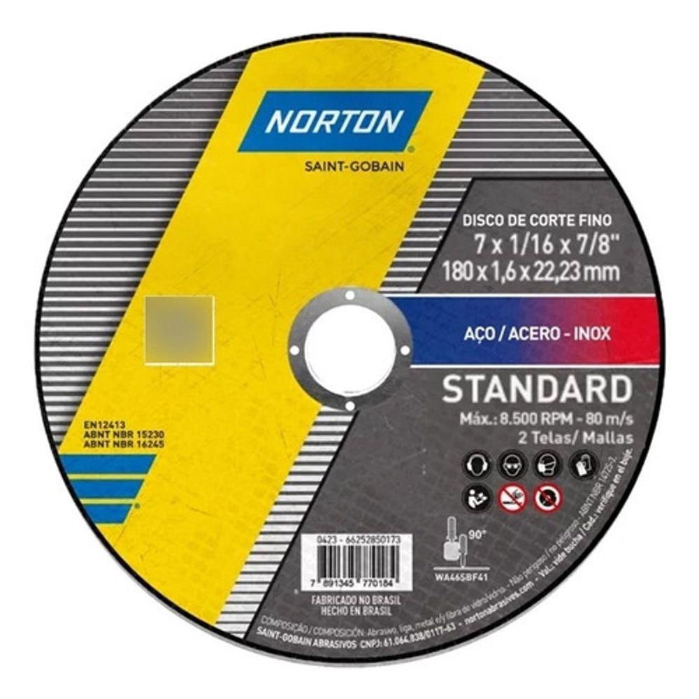 DISCO CORTE INOX 7" X 7/8" 180X16MM RAPIDO
