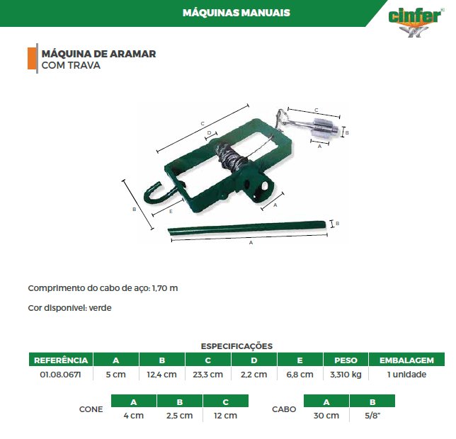 MAQUINA DE ESTICAR ARAME C/ TRAVA 01.08.0671
