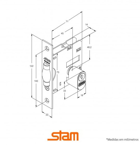 FECH STAM 1008 P/ DE CORRER ROS RED INOX 30MM ENC.