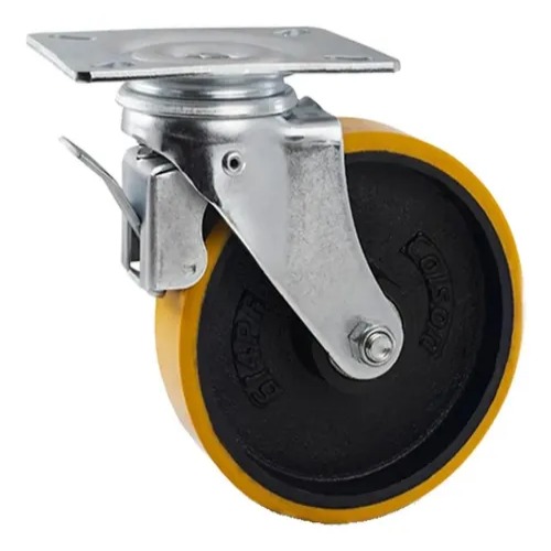 RODIZIO PU C/ ROL 8X50 GIRAT C/ FREIO P/ 450KG